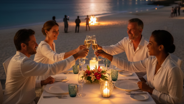 Dîner de réveillon à l’hôtel à Maurice, soirée du 31 décembre