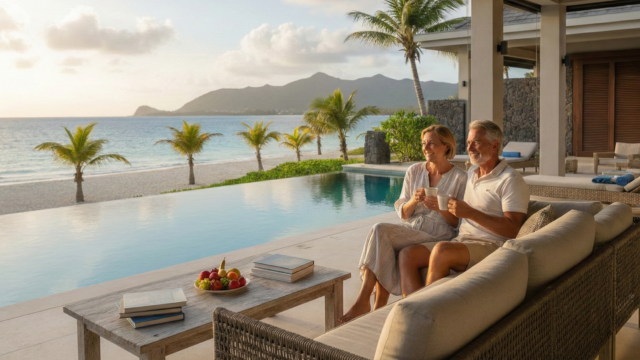 Couple profitant du lagon à l’île Maurice, illustration d’une retraite anticipée à 50 ans